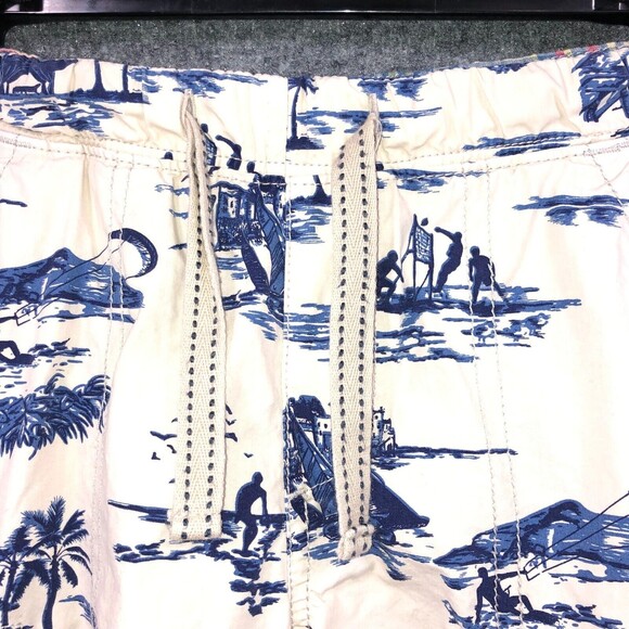 First Wave Boys Cargo Shorts Size 12 Tan Blue Elastic Waist Drawstring Beach‎ - Picture 4 of 9